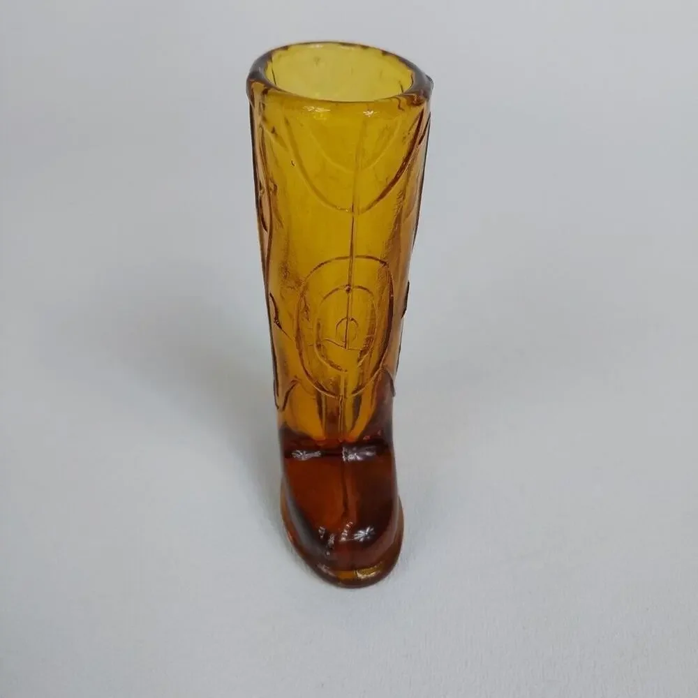 Glass Cowboy Boot Shot Glass Amber‎
